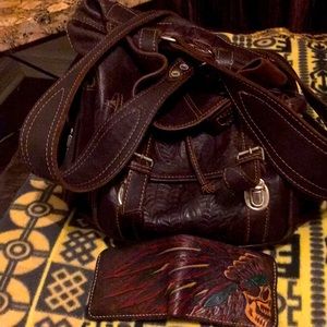 High end engraved  leather bag Paraguay